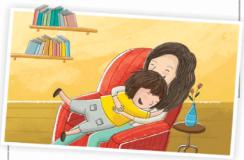 Mother and son playing animated